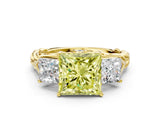 Yellow gold Three-Stone Fancy Yellow Princess Cut Diamond Braided Band Ring with Four-Prong Setting_39