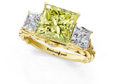 Yellow gold Three-Stone Fancy Yellow Princess Cut Diamond Braided Band Ring with Four-Prong Setting_40