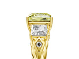 Yellow gold Three-Stone Fancy Yellow Princess Cut Diamond Braided Band Ring with Four-Prong Setting_44