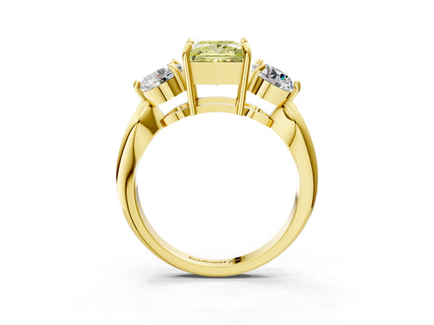 Yellow gold Three-Stone Fancy Yellow Princess Cut Diamond Channel Set Engagement Ring with Prong Setting_15