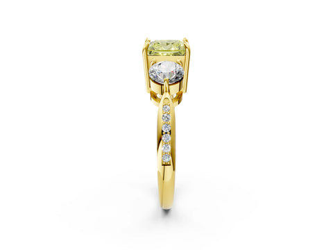 Yellow gold Three-Stone Fancy Yellow Princess Cut Diamond Channel Set Engagement Ring with Prong Setting_2
