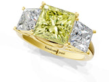 Yellow gold Three-Stone Fancy Yellow Princess Cut Diamond Engagement Ring with Prong Setting_4