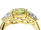 Yellow gold Three-Stone Fancy Yellow Princess Cut Diamond Engagement Ring with Prong Setting_7