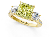 Yellow gold Three-Stone Fancy Yellow Princess  Cut Diamond Pavé Band with Four-Prong Setting_1