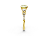 Yellow gold Three-Stone Fancy Yellow Princess  Cut Diamond Pavé Band with Four-Prong Setting_2