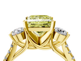 Yellow gold Three-Stone Fancy Yellow Princess  Cut Diamond Pavé Band with Four-Prong Setting_4