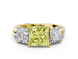 Yellow gold Three-Stone Fancy Yellow Princess  Cut Diamond Ring with Channel-Set Band and Four-Prong Setting_17