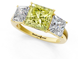 Yellow gold Three-Stone Fancy Yellow Princess  Cut Diamond Ring with Channel-Set Band and Four-Prong Setting_18