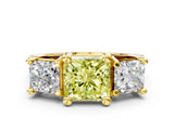 Yellow gold Three-Stone Fancy Yellow Princess  Cut Diamond Ring with Channel-Set Band and Four-Prong Setting_33