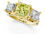 Yellow gold Three-Stone Fancy Yellow Princess  Cut Diamond Ring with Channel-Set Band and Four-Prong Setting_34