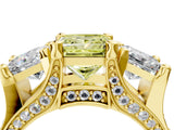 Yellow gold Three-Stone Fancy Yellow Princess  Cut Diamond Ring with Channel-Set Band and Four-Prong Setting_37
