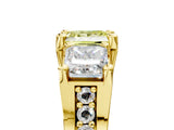Yellow gold Three-Stone Fancy Yellow Princess  Cut Diamond Ring with Channel-Set Band and Four-Prong Setting_38