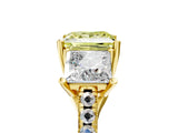 Yellow gold Three-Stone Fancy Yellow Princess Cut Diamond Ring with Pavé Band and Prong Setting_52