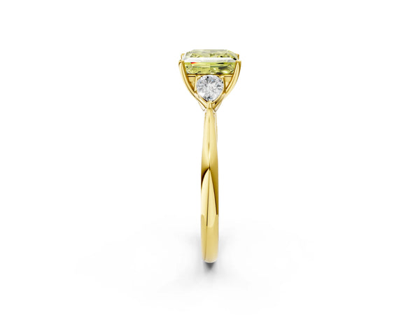 Yellow gold Three-Stone Fancy Yellow Princess Cut Diamond Ring with Pear  Side Stones in Four-Prong Setting