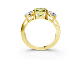 Yellow gold Three-Stone Fancy Yellow Princess Cut Diamond Ring with Round Side Stones, Classic Band, and Four-Prong Setting_3
