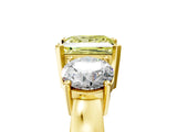 Yellow gold Three-Stone Fancy Yellow Princess Cut Diamond Ring with Round Side Stones, Classic Band, and Four-Prong Setting_5