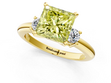 Yellow gold Three-Stone Fancy Yellow Princess  Cut Diamond Solitaire with Prong Setting and Classic Band_1