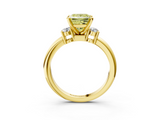 Yellow gold Three-Stone Fancy Yellow Princess  Cut Diamond Solitaire with Prong Setting and Classic Band_3