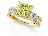 Yellow gold Three-Stone Fancy Yellow Princess  Cut Diamond Twist Band with Prong Setting_1