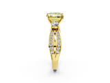 Yellow gold Three-Stone Fancy Yellow Princess  Cut Diamond Twist Band with Prong Setting_2