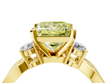 Yellow gold Three-Stone Fancy Yellow Princess  Cut Diamond Twist Band with Prong Setting_4