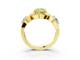Yellow gold Three-Stone Fancy Yellow Princess Cut Diamond Wave Pave Band with Prong Setting_27