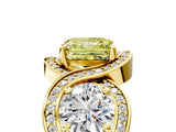 Yellow gold Three-Stone Fancy Yellow Princess Cut Diamond Wave Pave Band with Prong Setting_29