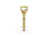 Yellow gold Three-Stone Fancy Yellow Princess  Diamond Milgrain Pave Band with Prong Setting 3