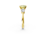 Yellow gold Three-Stone Fancy Yellow Princess  Diamond Ring with Pear Side Stones in Four-Prong Setting_2
