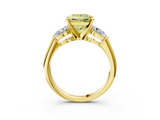 Yellow gold Three-Stone Fancy Yellow Princess  Diamond Ring with Pear Side Stones in Four-Prong Setting_3
