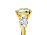 Yellow gold Three-Stone Fancy Yellow Princess  Diamond Ring with Pear Side Stones in Four-Prong Setting_5