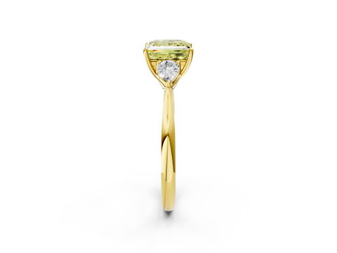 Yellow gold Three-Stone Fancy Yellow Princess  Diamond Solitaire Ring with Pear Side Stones and Four-Prong Setting_19