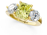Yellow gold Three-Stone Fancy Yellow Radiant  Brilliant Cut Solitaire Ring with Prong Setting on a Classic Band 2