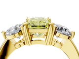 Yellow gold Three-Stone Fancy Yellow Radiant  Brilliant Cut Solitaire Ring with Prong Setting on a Classic Band 5