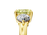 Yellow gold Three-Stone Fancy Yellow Radiant  Brilliant Cut Solitaire Ring with Prong Setting on a Classic Band