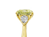 Yellow gold Three-Stone Fancy Yellow Radiant Cut Brilliant Diamond Solitaire Ring with Tapered Band and Four-Prong Setting_11