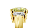 Yellow gold Three Stone Fancy Yellow Radiant Cut Cut Channel Set Diamond Ring_5