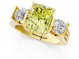 Yellow gold Three-Stone Fancy Yellow Radiant Cut Cut Classic Band Prong Setting Ring_1