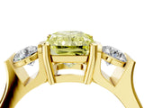 Yellow gold Three-Stone Fancy Yellow Radiant Cut Cut Classic Band Prong Setting Ring_4