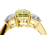 Yellow gold Three-Stone Fancy Yellow Radiant Cut Cut Diamond Engagement Ring with Flat Band and Four-Prong Setting_16