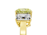 Yellow gold Three-Stone Fancy Yellow Radiant Cut Cut Diamond Engagement Ring with Flat Band and Four-Prong Setting_17