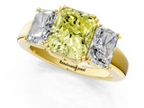 Yellow gold Three-Stone Fancy Yellow Radiant Cut Cut Diamond Ring with Channel Set Band and Four-Prong Setting_25