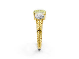 Yellow gold Three-Stone Fancy Yellow Radiant Cut Cut Diamond Ring with Channel-Set Band and Prong Setting_2