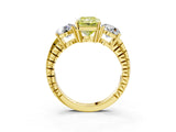 Yellow gold Three-Stone Fancy Yellow Radiant Cut Cut Diamond Ring with Channel-Set Band and Prong Setting_3