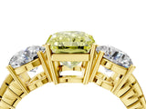 Yellow gold Three-Stone Fancy Yellow Radiant Cut Cut Diamond Ring with Channel-Set Band and Prong Setting_4