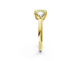 Yellow gold Three-Stone Fancy Yellow Radiant Cut Cut Diamond Ring with Trillion Side Stones and Four-Prong Setting_5