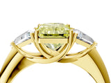 Yellow gold Three-Stone Fancy Yellow Radiant Cut Cut Diamond Ring with Trillion Side Stones and Four-Prong Setting_7