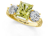 Yellow gold Three-Stone Fancy Yellow Radiant Cut Cut Milgrain Band Prong Setting Ring_1
