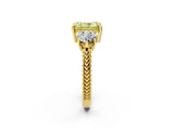 Yellow gold Three-Stone Fancy Yellow Radiant Cut Cut Milgrain Band Prong Setting Ring_2