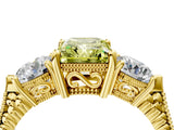 Yellow gold Three-Stone Fancy Yellow Radiant Cut Cut Milgrain Band Prong Setting Ring_4